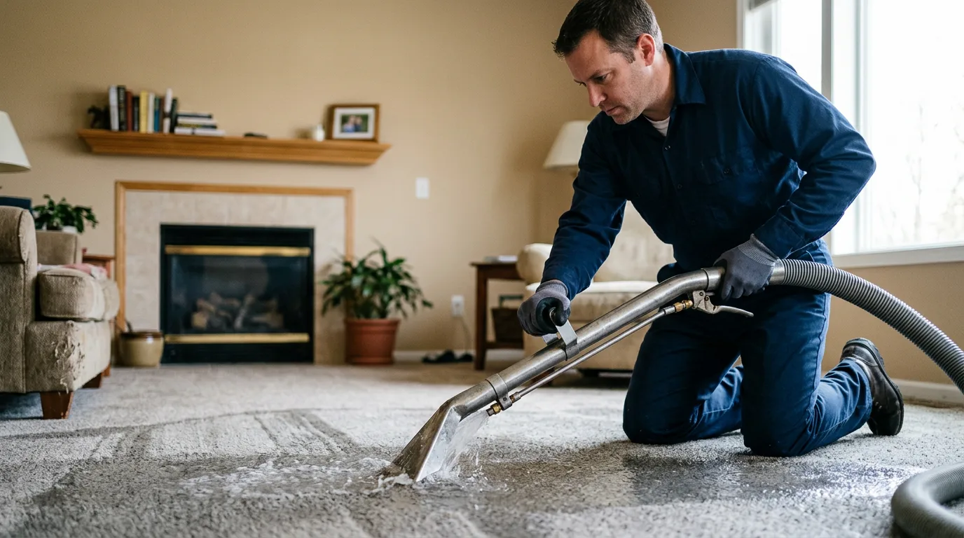 Water damage restoration technician working near Bland, MO